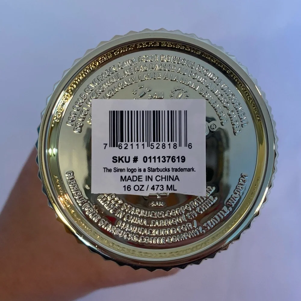 Starbucks Metallic Chrome Gold Bling Studded Grande Holiday 2022 Tumbler NWT - Picture 5 of 5